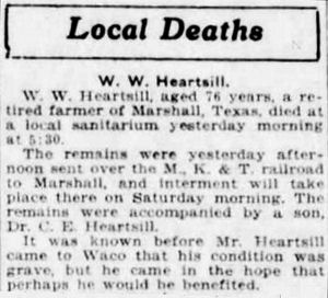 Death Notice W.W. Heartsill